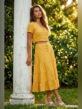 Vintage King Road Maxi Skirt Honey Gold Womens Size XL Style 5121499